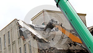 Excavator Spraying Water.