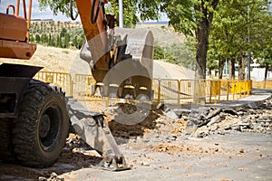 Excavator standing in sandpit