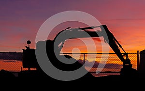 Excavator Sunset Silhouette