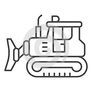 Excavator thin line icon, heavy equipment concept, Backhoe sign on white background, Excavator with scoop icon in