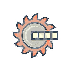 Excavator wheel bucket vector icon design. 64x64 pixel perfect and editable line stroke.