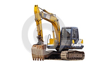 Excavator on a white background