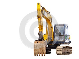 Excavator on a white background