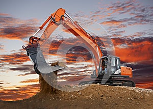 Excavator at work on construction site