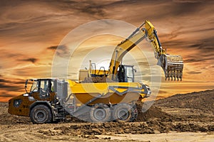 Excavator at work on construction site