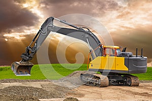 Excavator at work on construction site