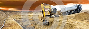 Excavator at work on construction site