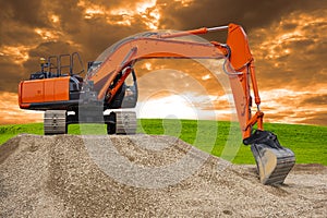 Excavator at work on construction site