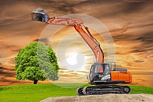 Excavator at work on construction site