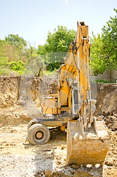 The excavator working