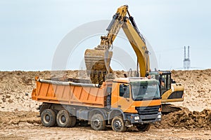 Excavator working on the construction site