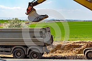 Excavator working on the construction site