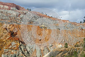 excavator working in a copper mine