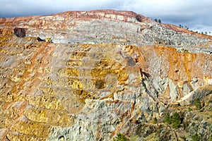 excavator working in a copper mine