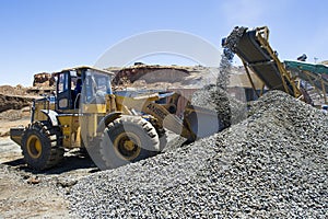 Excavator working in a mine.