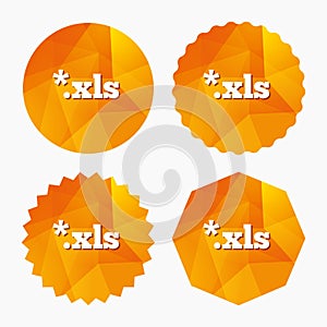 Excel file document icon. Download xls button.