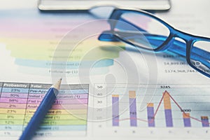 Excel graph with Spreadsheet Document showing Information Financial Startup Concept. Financial Planning making Accounting Database