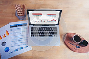 Excel graph with Spreadsheet Document showing Information Financial Startup Concept. Financial Planning making Accounting Database