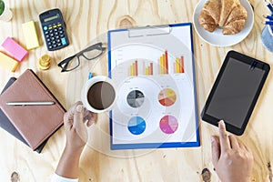 Excel stat spreadsheet business analytics graph statistic with graph and table data number in charts database. Accountant hands