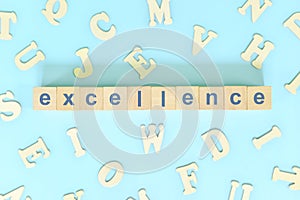 Excellence core values concept in business, company and organization. Word typography.