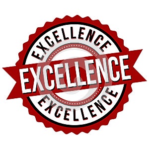 Excellence label or sticker on white
