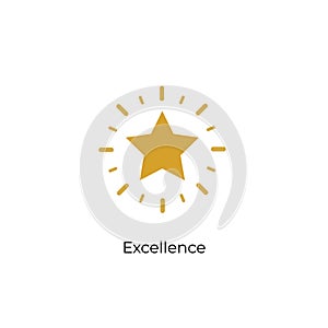 Excellence star vector premium line icon. Quality star mark service with certified stamp