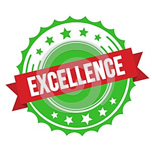 EXCELLENCE text on red green ribbon stamp