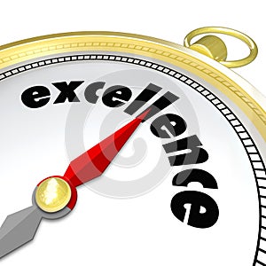 Excellence Word Gold Compass Great Direction Aiming Greatness