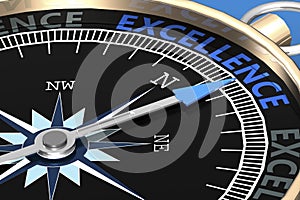 Excellence word on metal compass