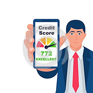 Excellent Credit Score rating. Online Credit Score rating. Vector.