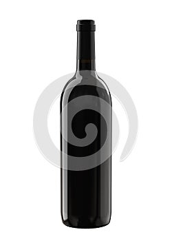 Excellent Glass Bottle of Wine Isolated on White. Pinot Noir, Malbec, Shiraz, Cabernet, Merlot, Petit Verdot, Bordeaux.