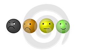 Excellent and Good and Poor Emoticon. Neutral feedback. Customer Service Evaluation or Rating Review Animation. Feedback animation