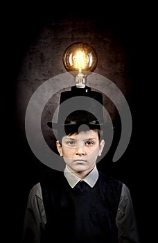 Excellent idea, kid with edison bulb above his head