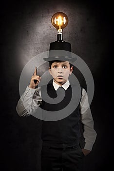 Excellent idea, kid with edison bulb above his head