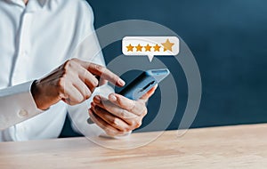 Excellent rating. User give rating, feedback, good business network score. Customers rate service of Businessman choose to rate 5