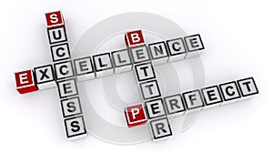 Excellent success better perfect word block on white