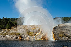 Excelsior Geyser runoff into the Firehole River photo