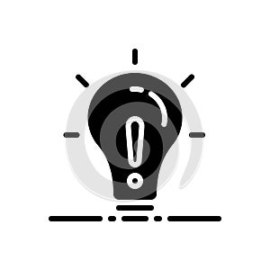 Black solid icon for Except, lightbulb and concept