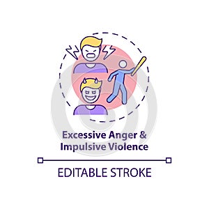 Excessive anger and impulsive violence concept icon