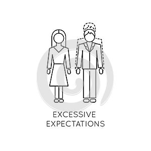 Excessive expectations line icon