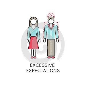 Excessive expectations line icon