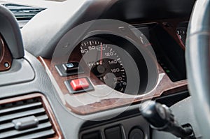 Car dashboard with excessive speeding