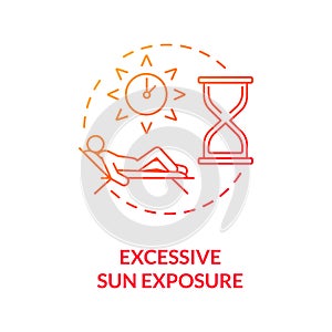 Excessive sun exposure concept icon