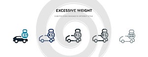 Excessive weight for the vehicle icon in different style vector illustration. two colored and black excessive weight for the