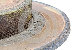 Excessively used rusty brake disc close-up