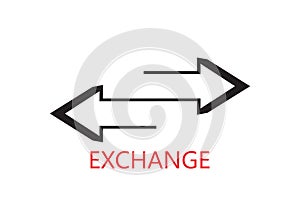 Exchange black arrows in opposite directions, vector icon sign