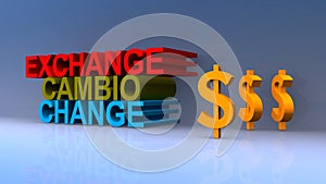 Exchange cambio change on blue photo