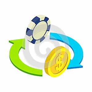 Exchange chip to dollar sometric 3d icon