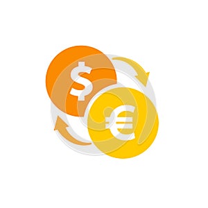 Exchange currency icon vector template. dollar to euro exchange currency sign design