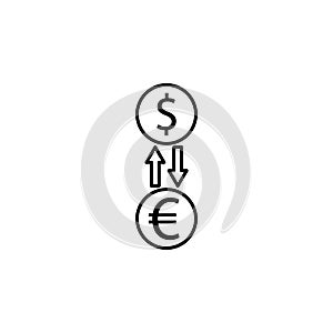 Exchange, dollar, euro, arrow icon. Element of finance illustration. Signs and symbols icon can be used for web, logo, mobile app